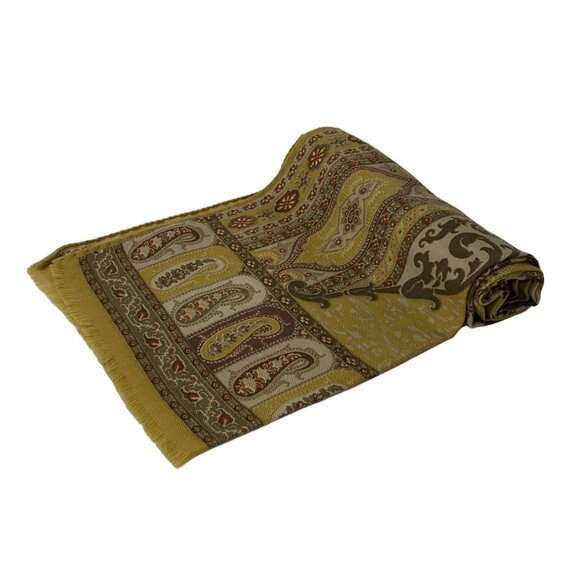 Auth ETRO - Dark yellow Dark Brown Multi Wool Silk Scarf - Picture 1 of 3